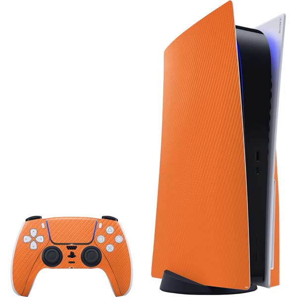 Orange Carbon Fiber Specialty Texture Material PlayStation PS5 Skins