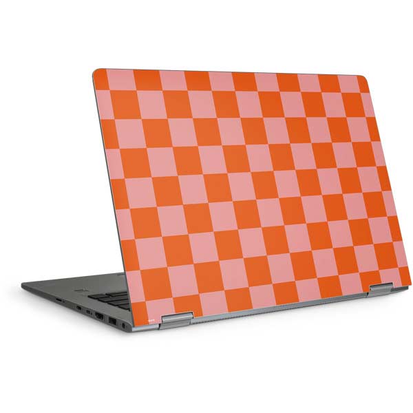 Orange Checkered Laptop Skins