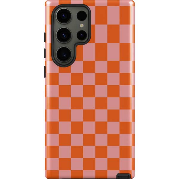 Orange Checkered Galaxy Cases