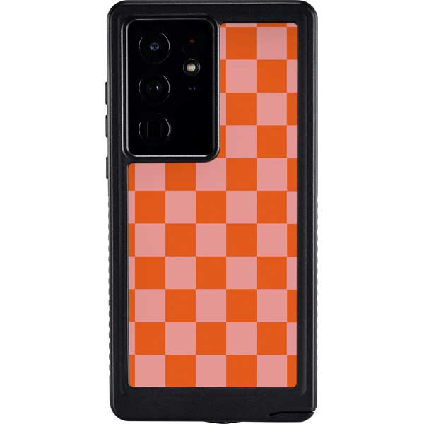 Orange Checkered Galaxy Cases