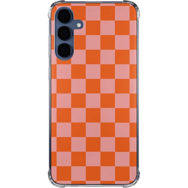 Orange Checkered Galaxy Cases