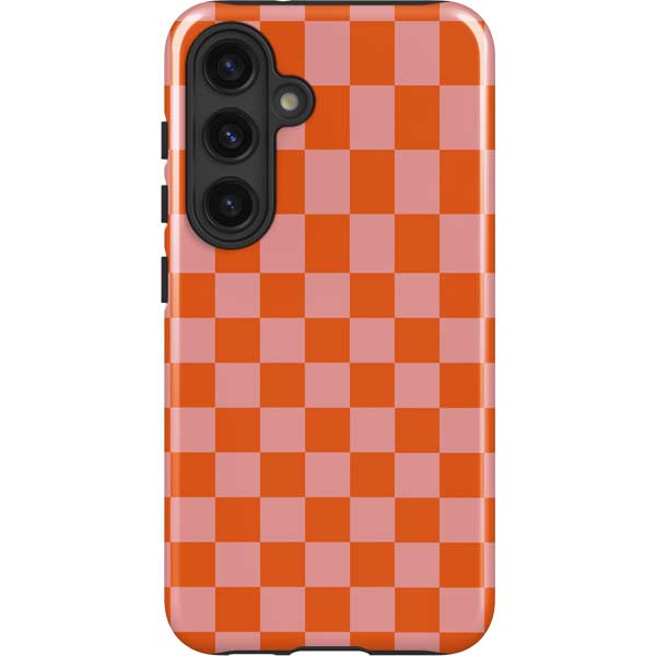 Orange Checkered Galaxy Cases