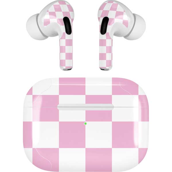 Pink and White Checkerboard AirPods Skins