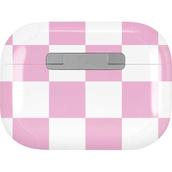 Pink and White Checkerboard AirPods Skins