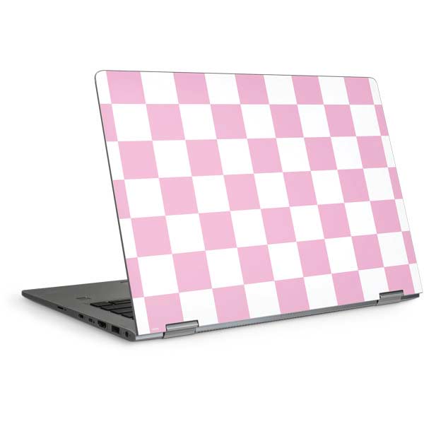 Pink and White Checkerboard Laptop Skins