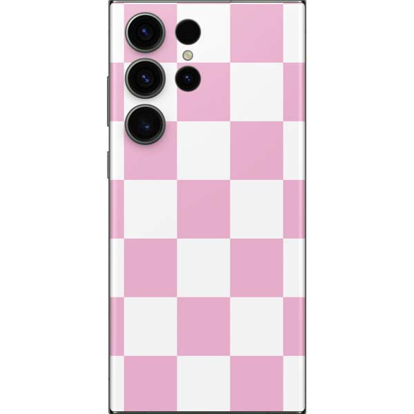 Pink and White Checkerboard Galaxy Skins
