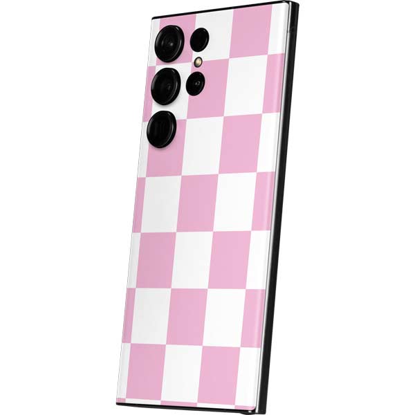Pink and White Checkerboard Galaxy Skins