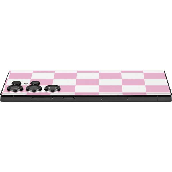 Pink and White Checkerboard Galaxy Skins