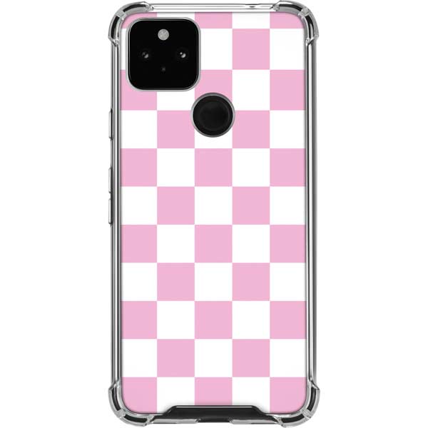 Pink and White Checkerboard Pixel Cases