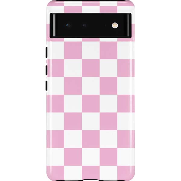 Pink and White Checkerboard Pixel Cases