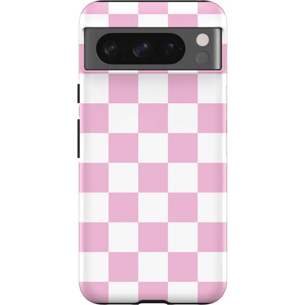 Pink and White Checkerboard Pixel Cases