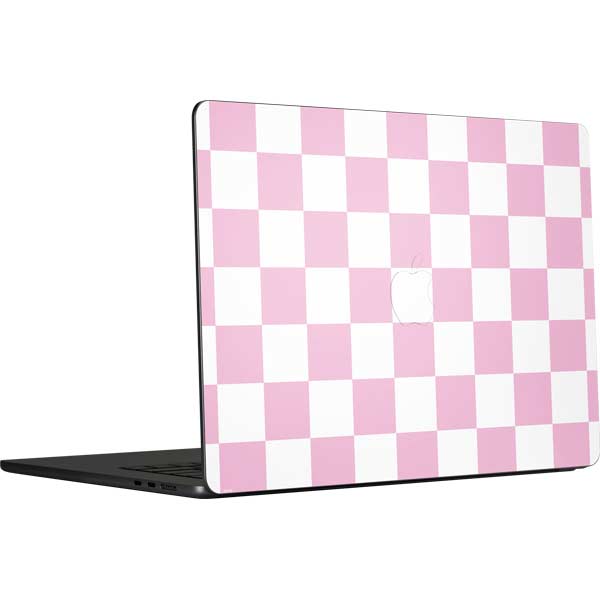 Pink and White Checkerboard MacBook Skins