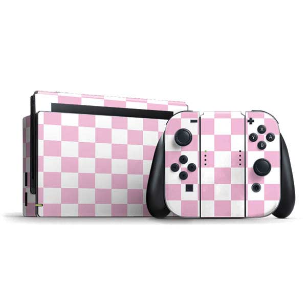 Pink and White Checkerboard Nintendo Skins