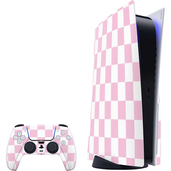 Pink and White Checkerboard PlayStation PS5 Skins