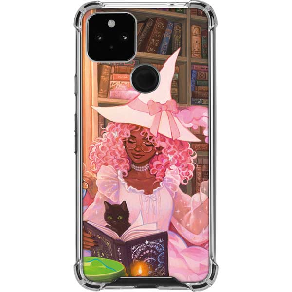 Pink Anime Witch Girls in Library with Cats by Ivy Dolamore Pixel Cases