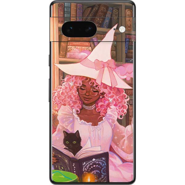 Pink Anime Witch Girls in Library with Cats by Ivy Dolamore Pixel Skins