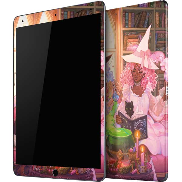 Pink Anime Witch Girls in Library with Cats by Ivy Dolamore iPad Skins
