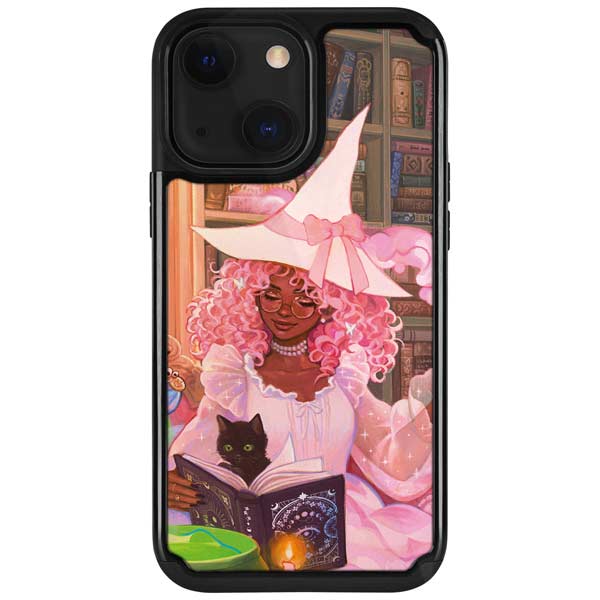 Pink Anime Witch Girls in Library with Cats by Ivy Dolamore iPhone Cases