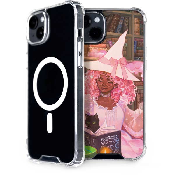 Pink Anime Witch Girls in Library with Cats by Ivy Dolamore iPhone Cases