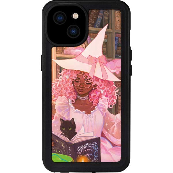 Pink Anime Witch Girls in Library with Cats by Ivy Dolamore iPhone Cases