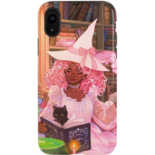 Pink Anime Witch Girls in Library with Cats by Ivy Dolamore iPhone Cases