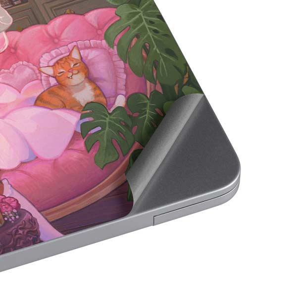 Pink Anime Witch Girls in Library with Cats by Ivy Dolamore MacBook Skins