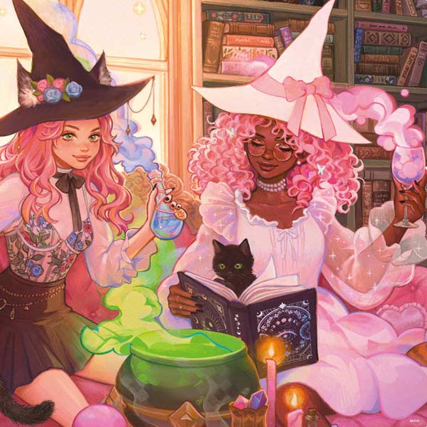 Pink Anime Witch Girls in Library with Cats by Ivy Dolamore PlayStation PS4 Skins