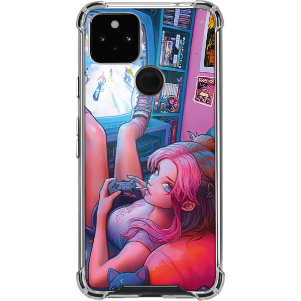 Pink Hair Anime Gamer Girl by Ivy Dolamore Pixel Cases