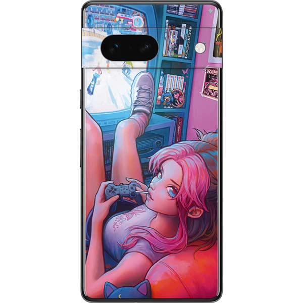 Pink Hair Anime Gamer Girl by Ivy Dolamore Pixel Skins