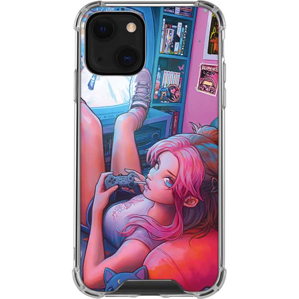 Pink Hair Anime Gamer Girl by Ivy Dolamore iPhone Cases