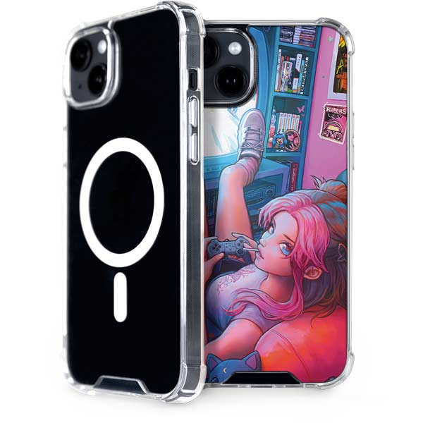 Pink Hair Anime Gamer Girl by Ivy Dolamore iPhone Cases