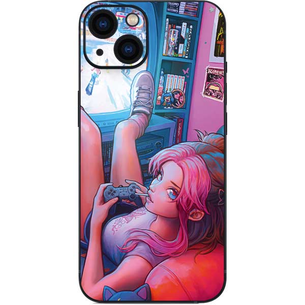 Pink Hair Anime Gamer Girl by Ivy Dolamore iPhone Skins