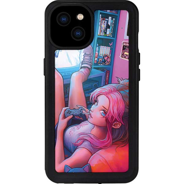 Pink Hair Anime Gamer Girl by Ivy Dolamore iPhone Cases