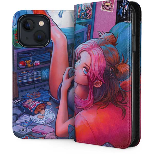 Pink Hair Anime Gamer Girl by Ivy Dolamore iPhone Cases