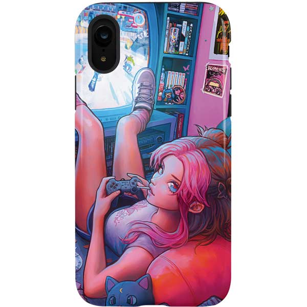 Pink Hair Anime Gamer Girl by Ivy Dolamore iPhone Cases