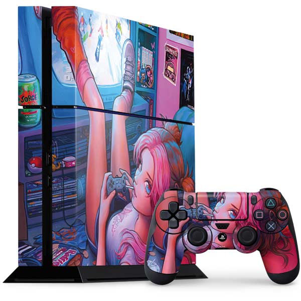 Pink Hair Anime Gamer Girl by Ivy Dolamore PlayStation PS4 Skins