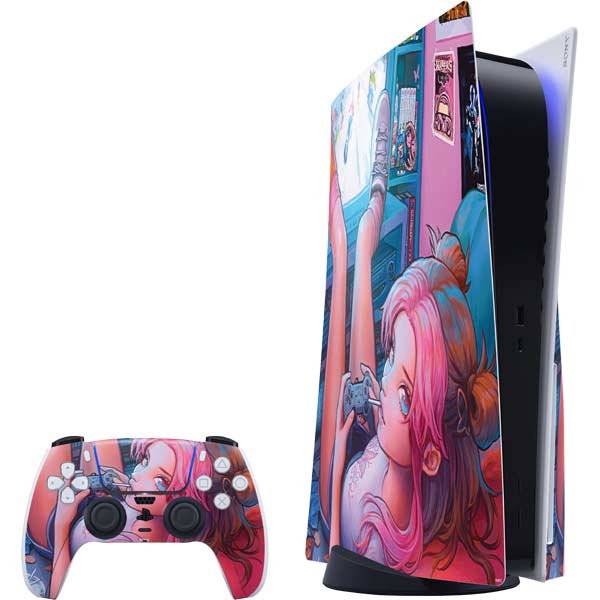 Pink Hair Anime Gamer Girl by Ivy Dolamore PlayStation PS5 Skins