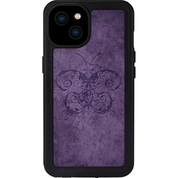 Purple Damask Butterfly by Brigid Ashwood iPhone Cases