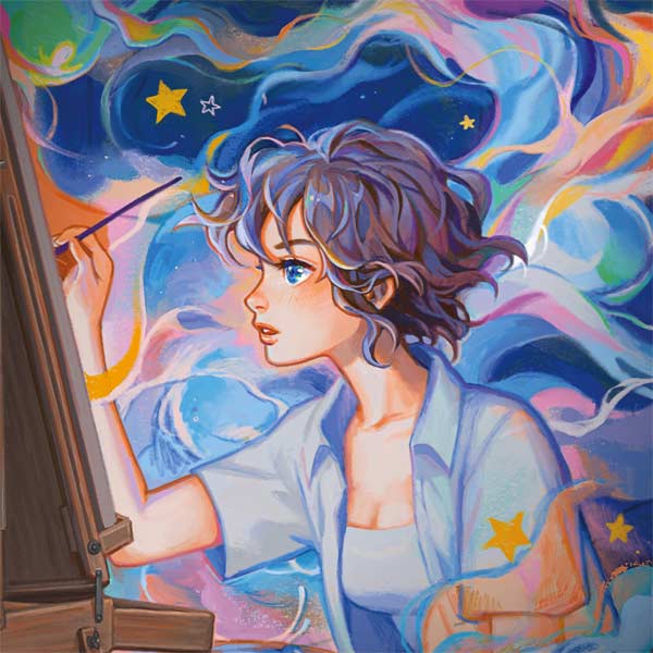 Rainbow Anime Artist Painter by Ivy Dolamore Laptop Skins