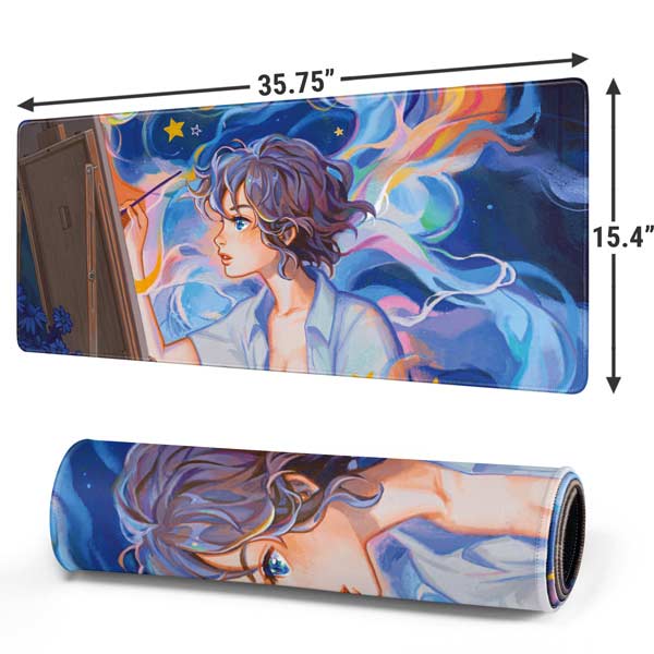 Rainbow Anime Artist Painter by Ivy Dolamore Mousepad