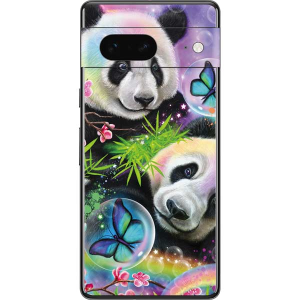 Rainbow Pandas with Butterflies by Sheena Pike Pixel Skins