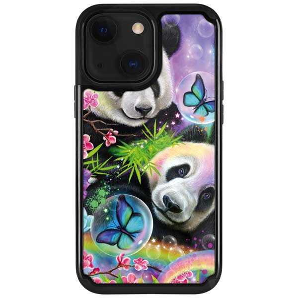 Rainbow Pandas with Butterflies by Sheena Pike iPhone Cases