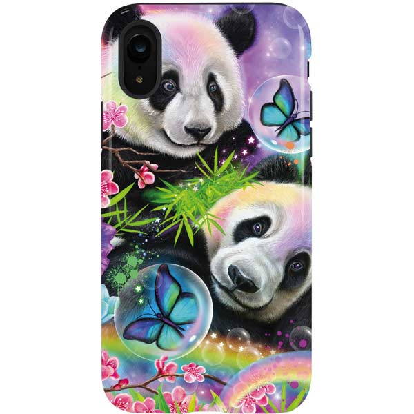 Rainbow Pandas with Butterflies by Sheena Pike iPhone Cases