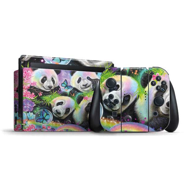 Rainbow Pandas with Butterflies by Sheena Pike Nintendo Skins