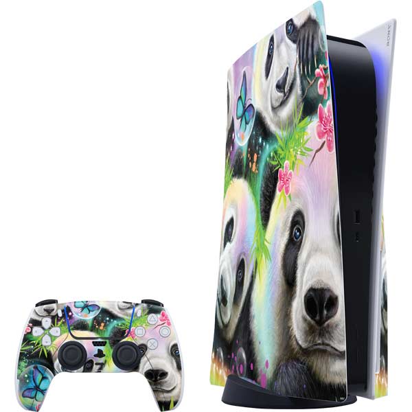 Rainbow Pandas with Butterflies by Sheena Pike PlayStation PS5 Skins