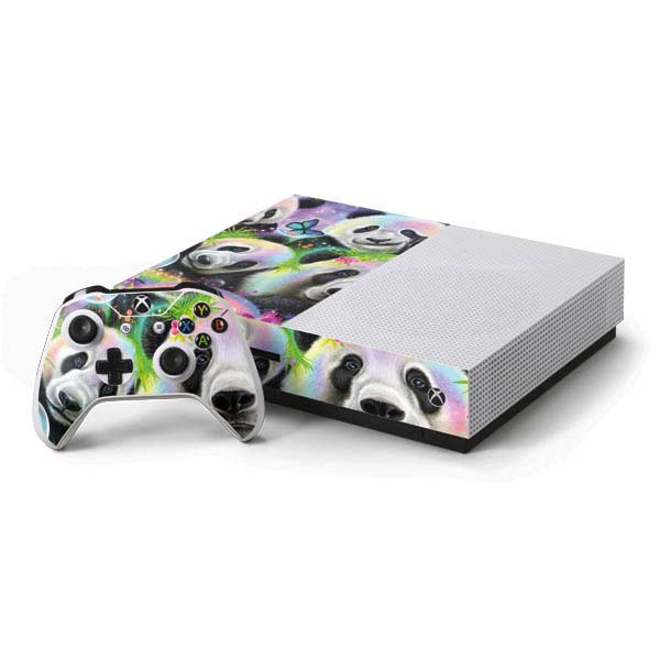 Rainbow Pandas with Butterflies by Sheena Pike Xbox One Skins