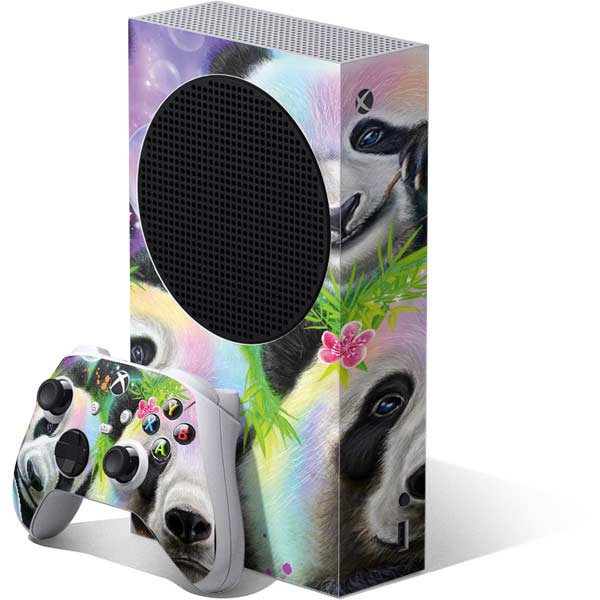 Rainbow Pandas with Butterflies by Sheena Pike Xbox Series S Skins