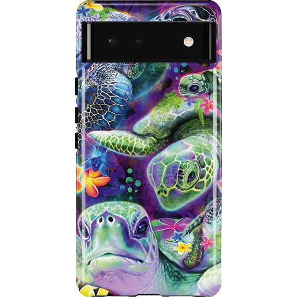 Rainbow Sea Turtles by Sheena Pike Pixel Cases