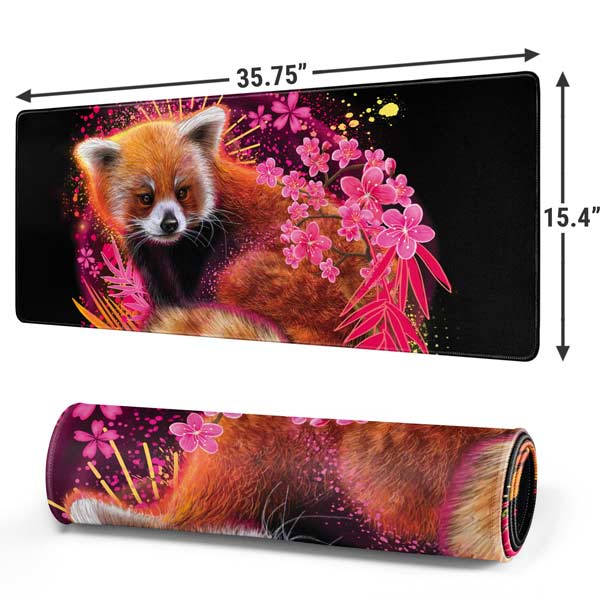 Red Panda with Flowers by Sheena Pike Mousepad