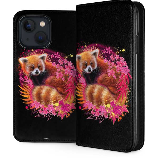 Red Panda with Flowers by Sheena Pike iPhone Cases